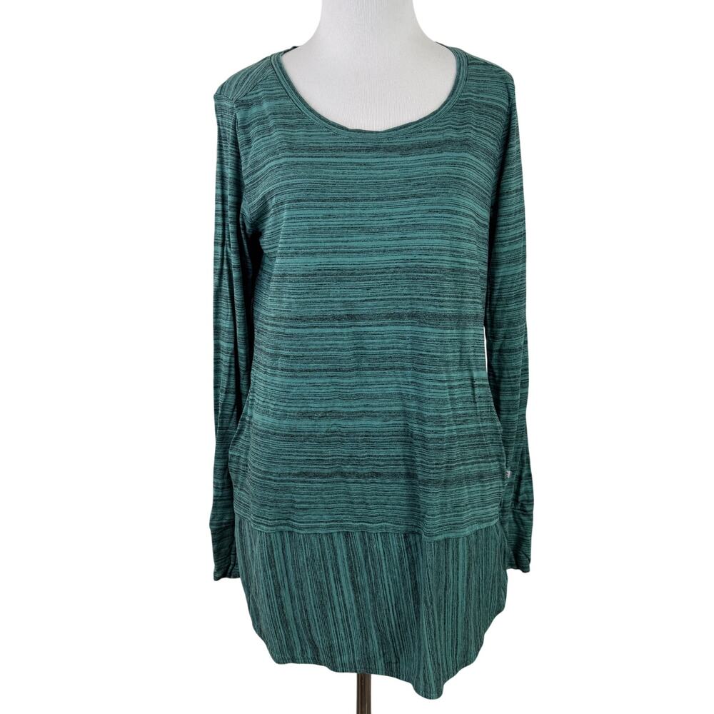Toad&Co Women's Green Striped Imogen Tunic Shirt Size Medium